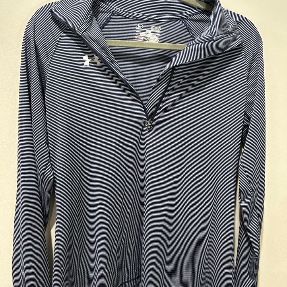Under Armour Navy and White Striped Top